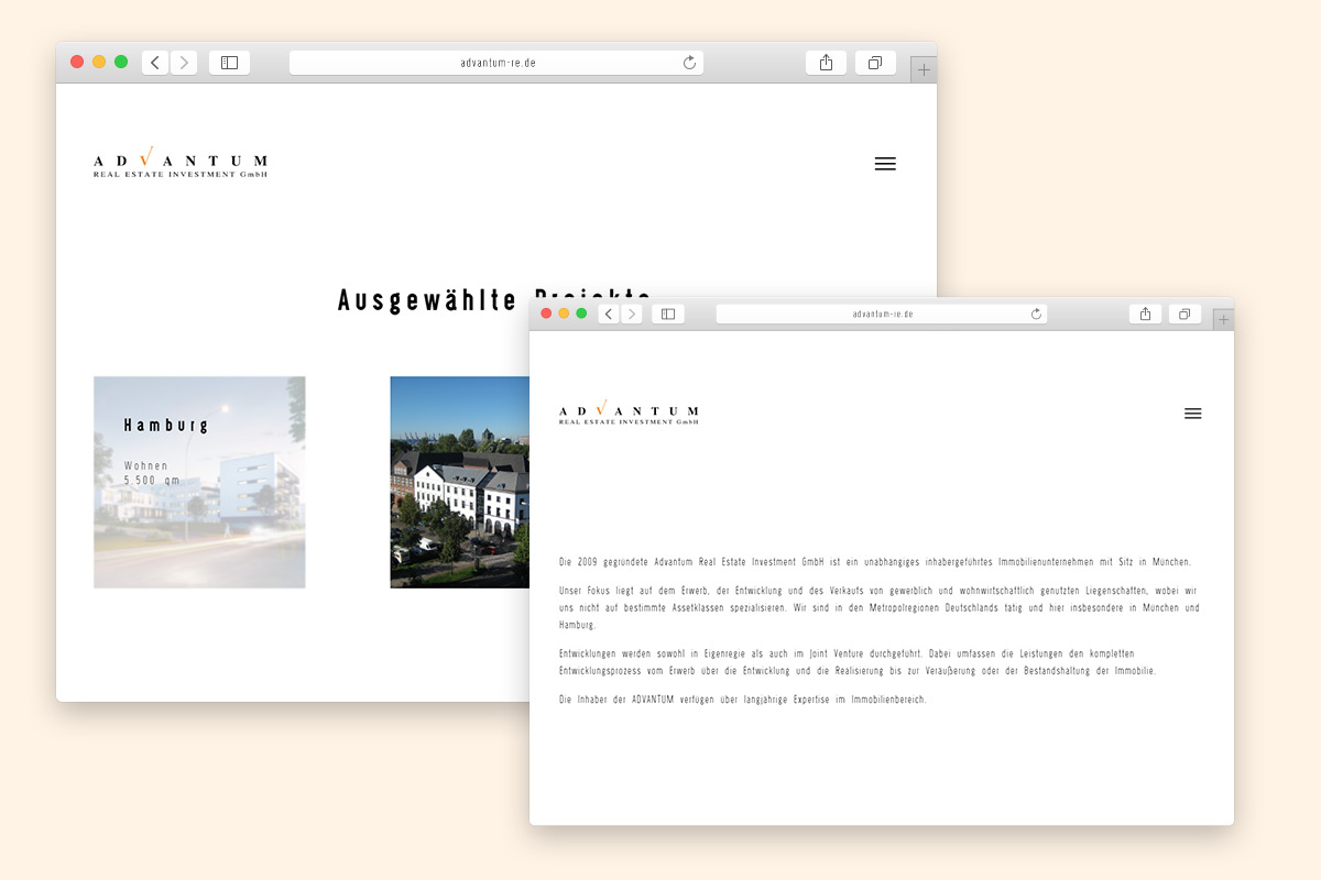 Advantum Real Investment, Webdesign, Advantum, Real Investment, Immobilien, M&uuml;nchen
